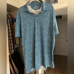 Southern Tide Blue and White Patterned Polo